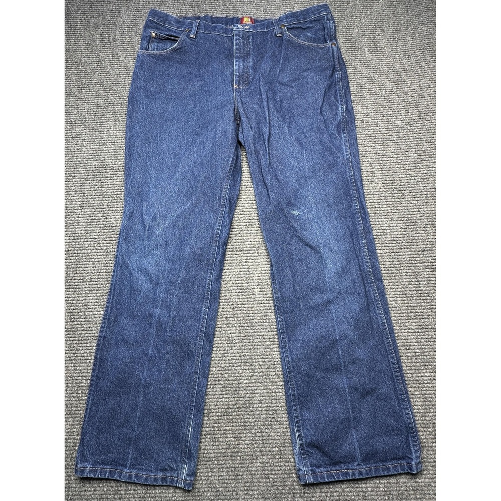 Wrangler Jeans Mens 40x31.5 Denim Slim Fit Cowboy Cut 5 Pocket Straight Zip Fly‎
